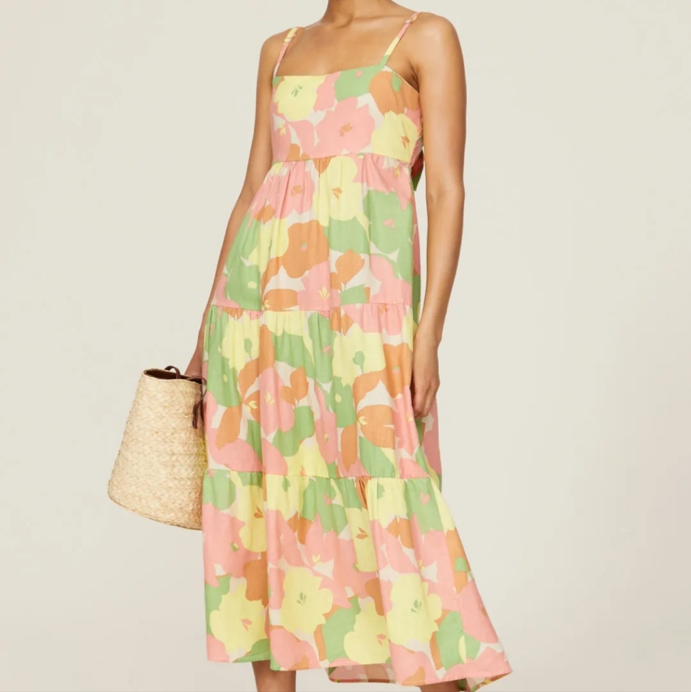 NWOT Sanctuary Pink and Green Floral Spaghetti Strap Sundress